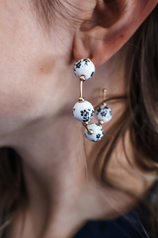 Enchanted Elegance Hoop Earrings • Black Floral