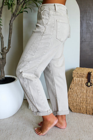 West High Rise Barrel Jean • Almond