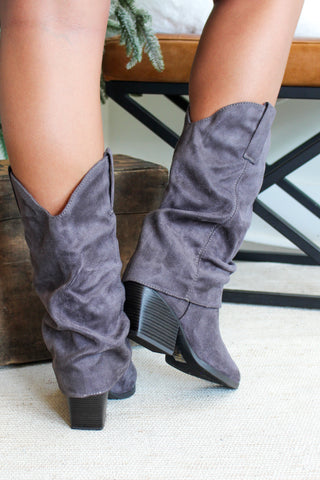 Freida Foldover Slouch Boot • Grey