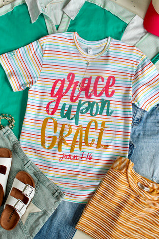 Grace Upon Grace Graphic Tee • Stripes Multi