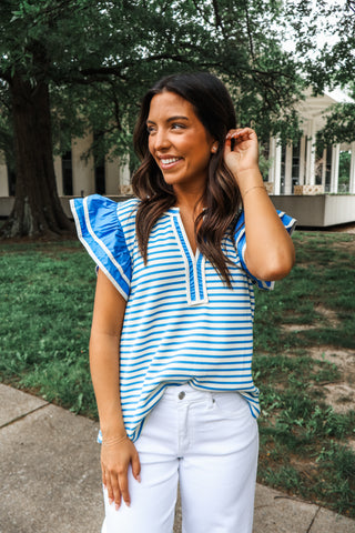 Smooth Sailing Striped Top • Blue
