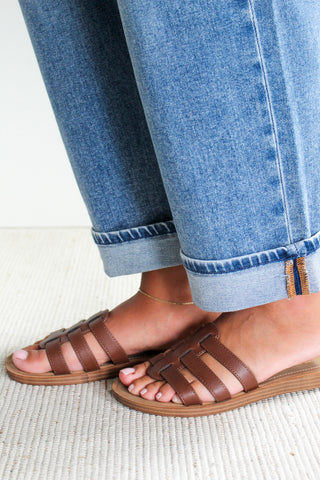 Kenley Strappy Slide • Dark Brown