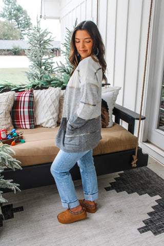 Fields Of Snow Cardigan • Grey Multi