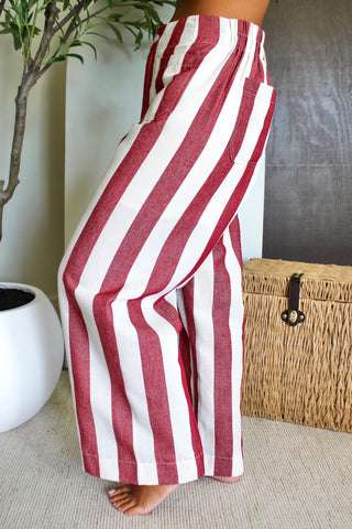 Cabo Striped Pants • Cream/Red
