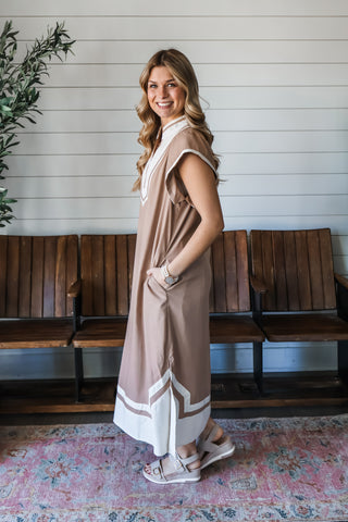 Coastal Edge Linen Dress • Mocha - FINAL SALE