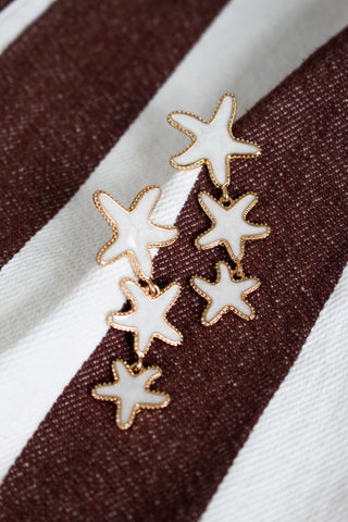 Sunshine Coast Starfish Earrings • White/Gold