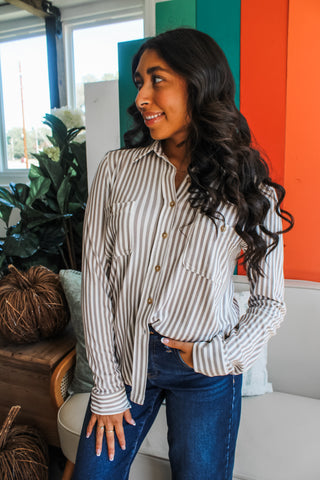 Striped State Of Mind • Taupe - FINAL SALE