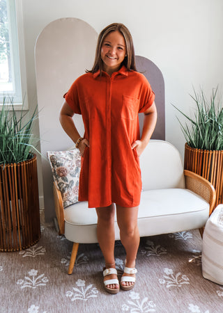 Double Up Pocket Dress • Burnt Orange