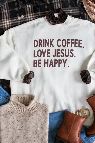 Drink Coffee Mock Neck Sweatshirt • Ivory