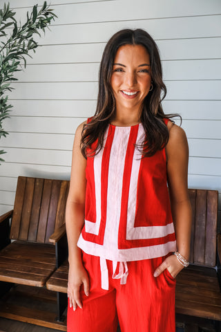 Sunset Views Linen Top • Red - FINAL SALE