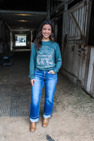 He Owns The Cattle Graphic Tee • Evergreen