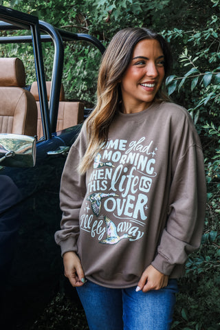 I’ll Fly Away Mock Neck Sweatshirt • Mocha