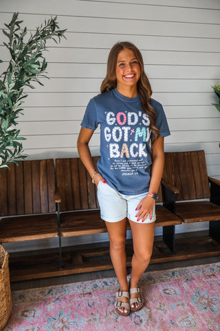God’s Got My Back Graphic Tee • Dark Denim