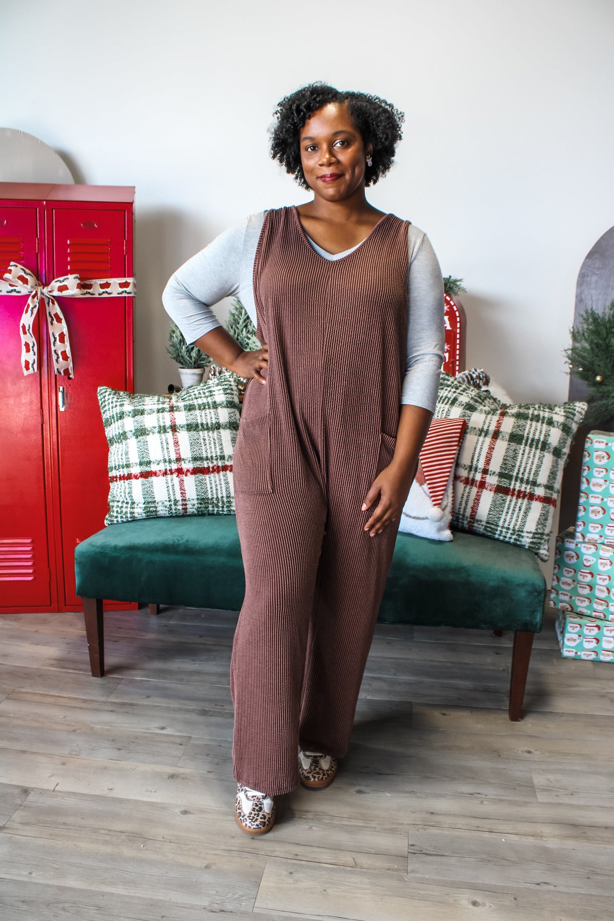 Winter Woodland Jumpsuit • Cocoa - PLUS