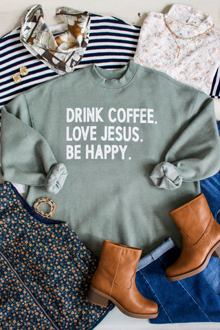 Drink Coffee Mock Neck Sweatshirt • Sage