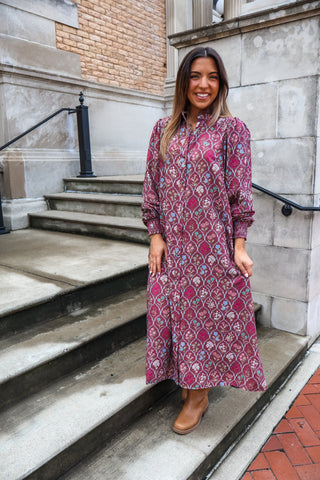 Vineyard Blooms Shirtdress • Wine