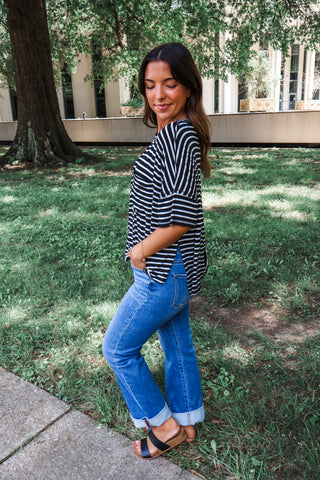 Touchdown Stripes Pocket Tee • Black