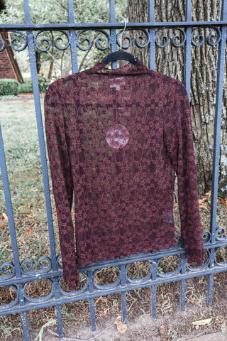 Whispering Willow Floral Lace Top • Brown