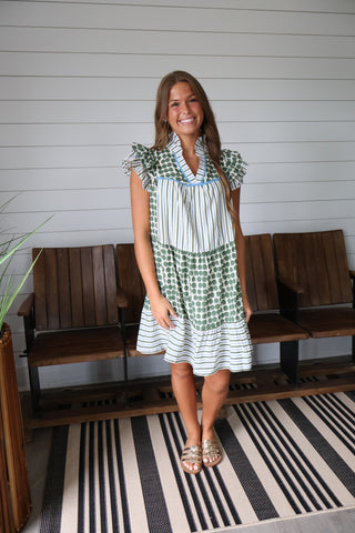 Fall Frenzy 28 • Dots & Stripes Ruffle Dress - FINAL SALE