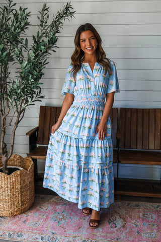 Fresh Cut Flowers Pocket Dress • Blue