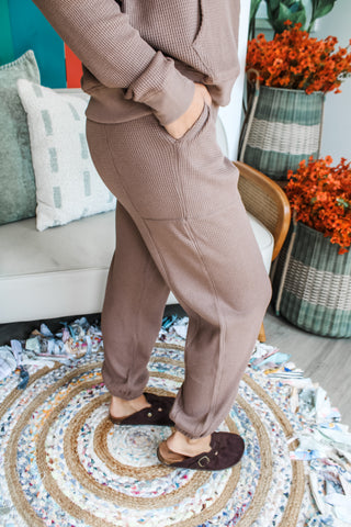 Cozy Chic Waffle Joggers • Mocha
