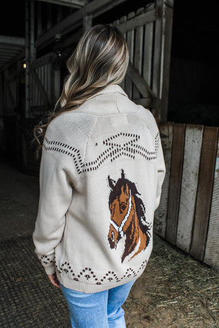 Hold Your Horses Sweater Cardigan  • Cream