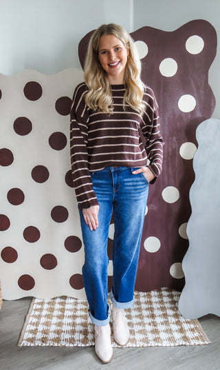 Fireside Stripes Sweater • Cocoa Bean