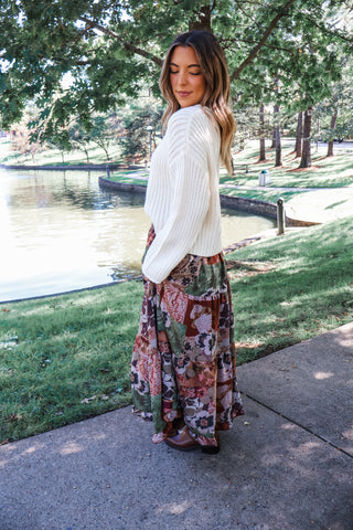 Bountiful Harvest Ruffle Skirt • Brown Floral