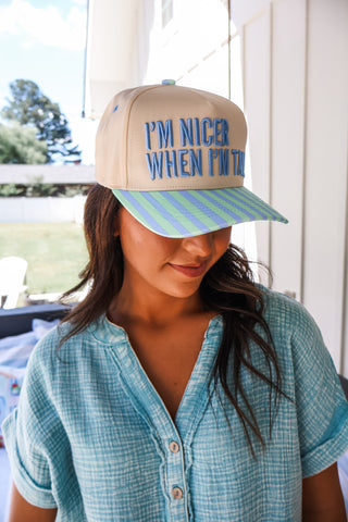 I’m Nicer When I’m Tan Trucker Hat • Blue/Green