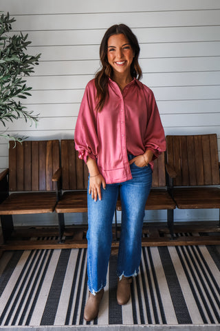 Rodeo Romance Satin Top • Rose