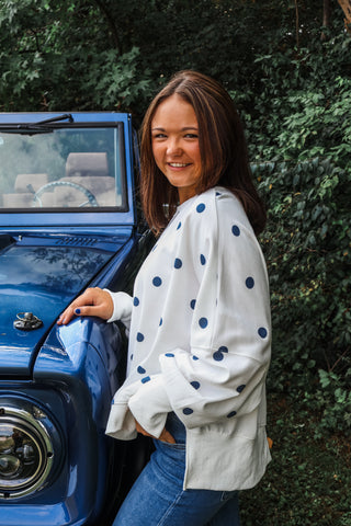 Pick A Spot Pullover • White/Navy