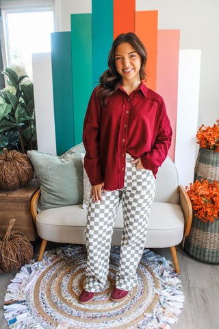 Western Edge Button Down • Burgundy