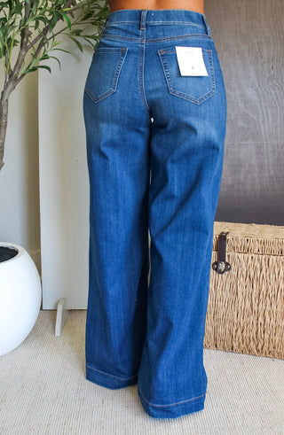 Sadie Pull On Wide Leg • Dark Wash