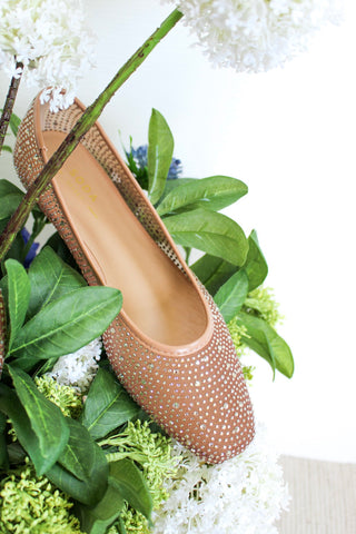 Zara Rhinestone Ballet Flat • Nude