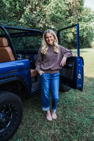 Ember Mock Neck Pullover • Cocoa