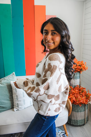 Autumn Blooms Sweater • Cream/Tan - FINAL SALE