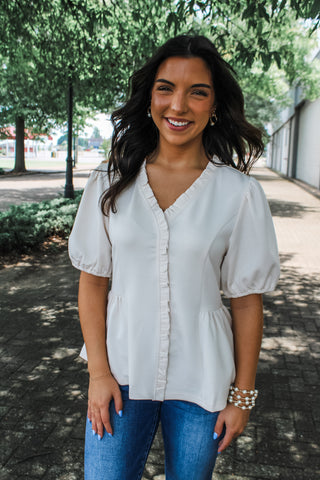 Without thinking • cream peplum - FINAL SALE