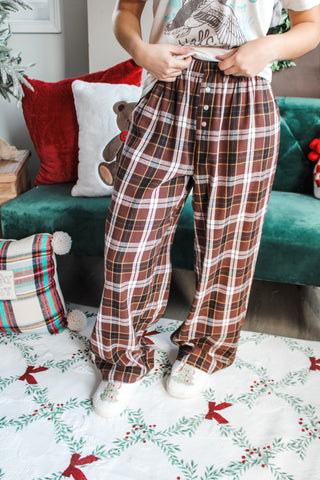 Fireside Flannel Pants • Brown Plaid