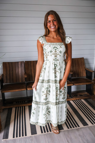 Countryside Charm Floral Midi • Olive
