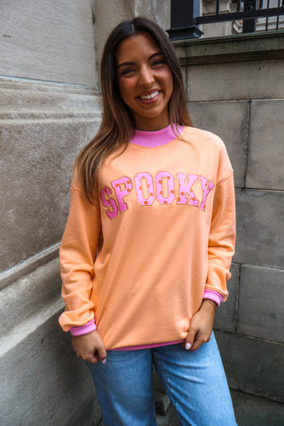 Spooky Spot Graphic Pullover • Orange/Pink