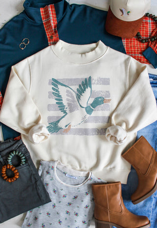 Duck Tales Mock Neck Sweatshirt • Cream