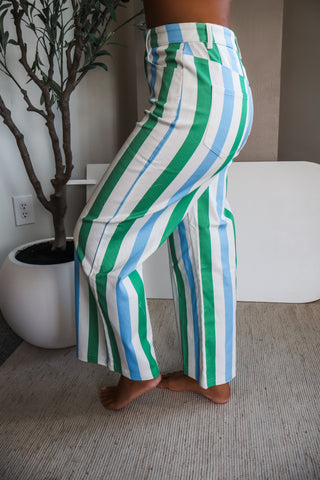Paloma Striped Denim Pants • Blue/Green