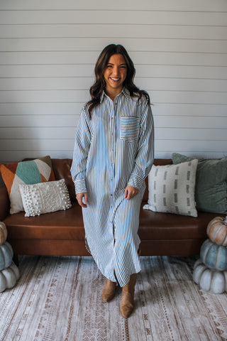 Draw The Line Shirtdress • Blue Stripes
