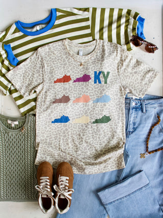 Sweet Kentucky Home Graphic Tee • Leopard