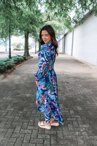 Autumn Skies Printed Maxi • Navy Multi