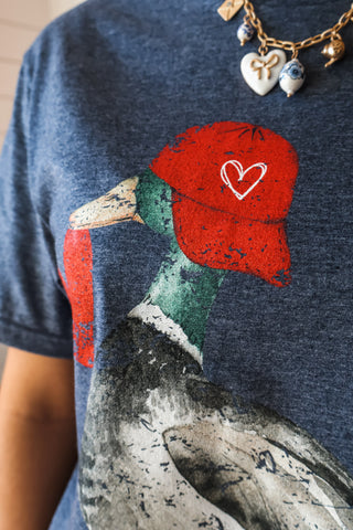 Be My Valentine Mallard Graphic Tee • Heather Navy