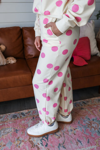 On The Spot Sweatpants • Cream/Pink