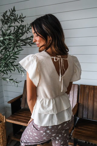 Harlow Ruffle Peplum Top • Cream