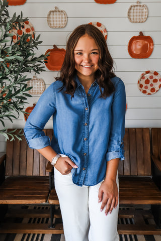 Soft Essential Denim Shirt • Medium Wash