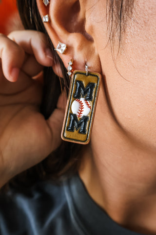 Baseball Mom Earrings • Brown